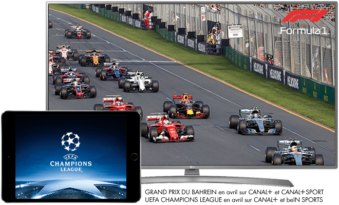 Formule 1 / Grand Prix du Bahrein en avril sur CANAL+ et CANAL+SPORT / L'intégralité de l'UEFA Champions League saison 2017-2018 en avril sur CANAL+ et BeIN Sports