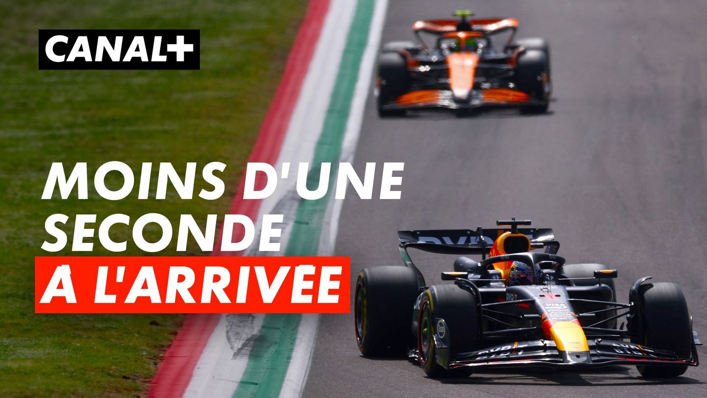 L'arrivée de Max Verstappen sous la pression de Lando Norris