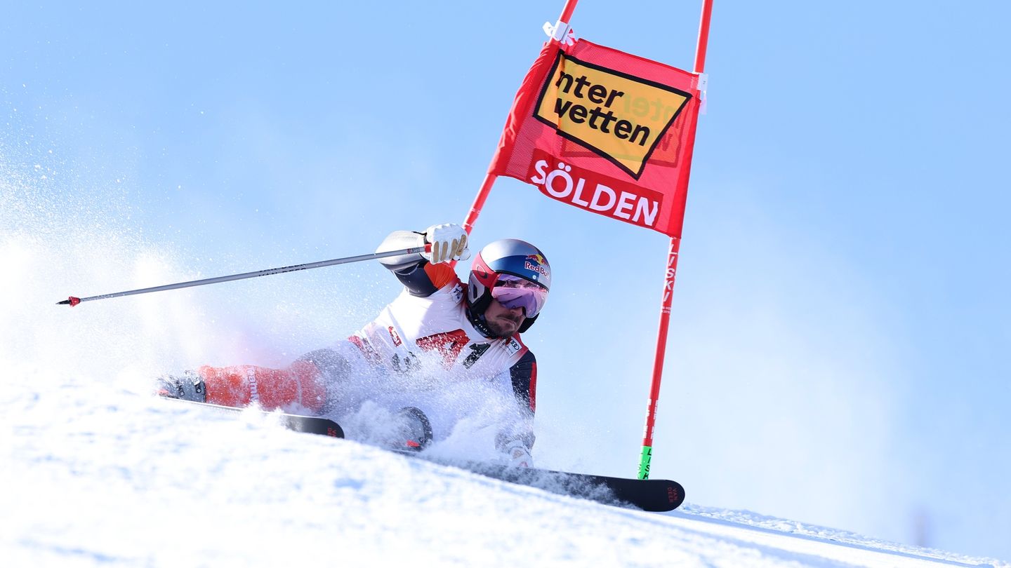 Slalom géant messieurs. 1re manche