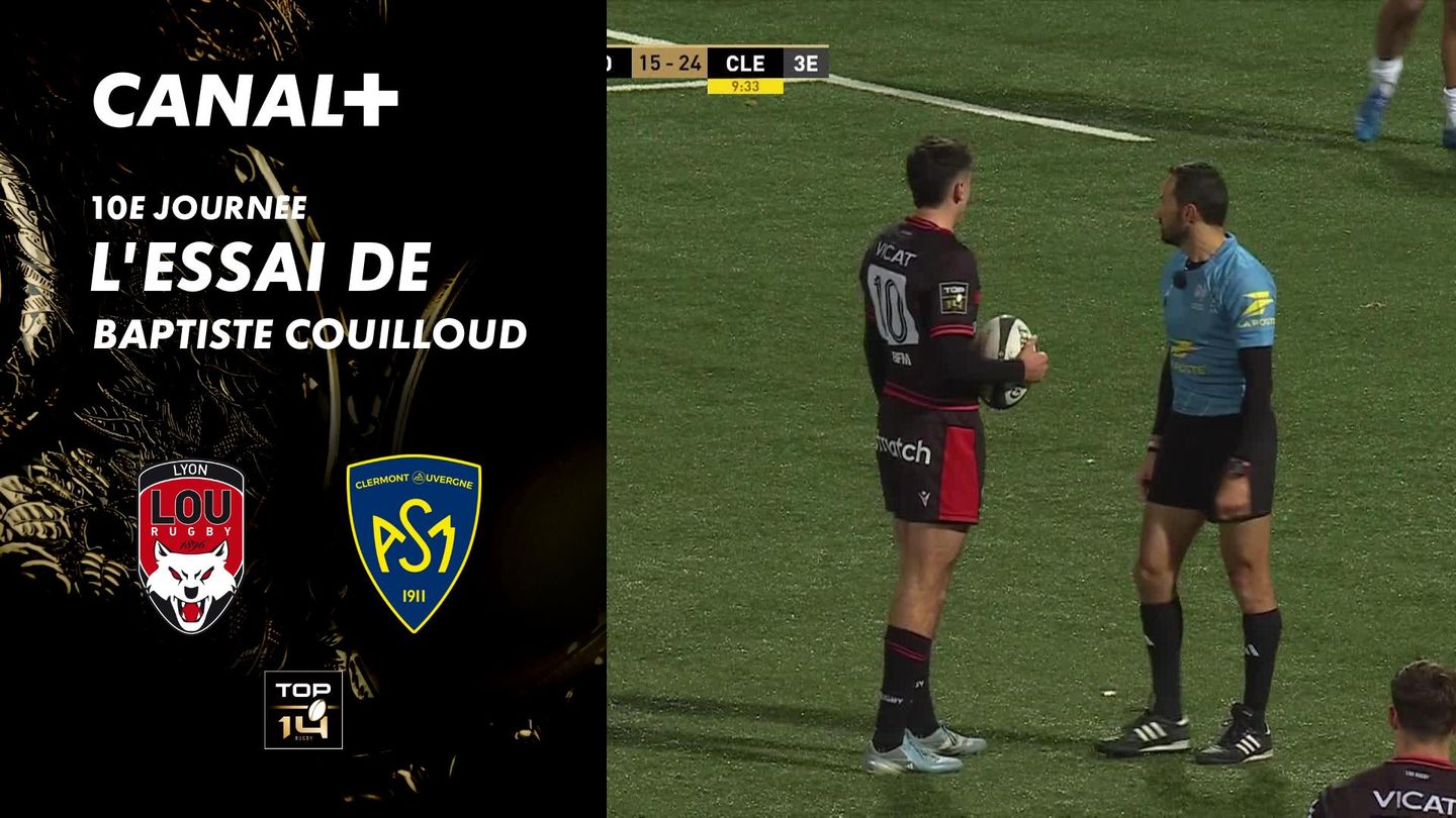 L'essai de Baptiste Couilloud contre Clermont