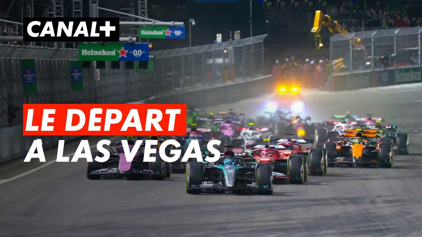 Le départ du Grand Prix de Las Vegas, avec Pierre Gasly en 3e position