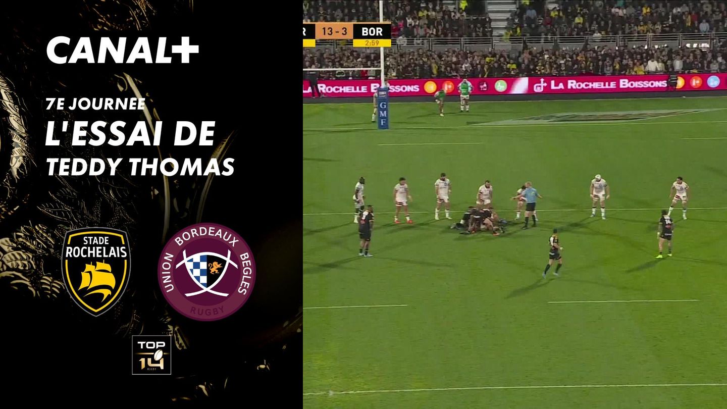 L'essai de Teddy Thomas contre Bordeaux-Bègles