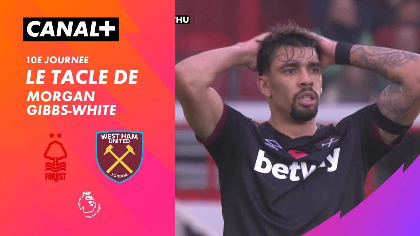 Le tacle de Morgan Gibbs-White contre West Ham (46')