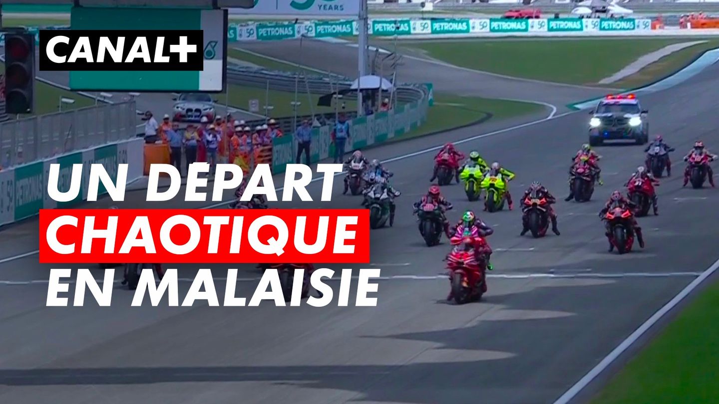 Le départ du GP de Malaisie avec un gros accident dans le 2e virage - MotoGP