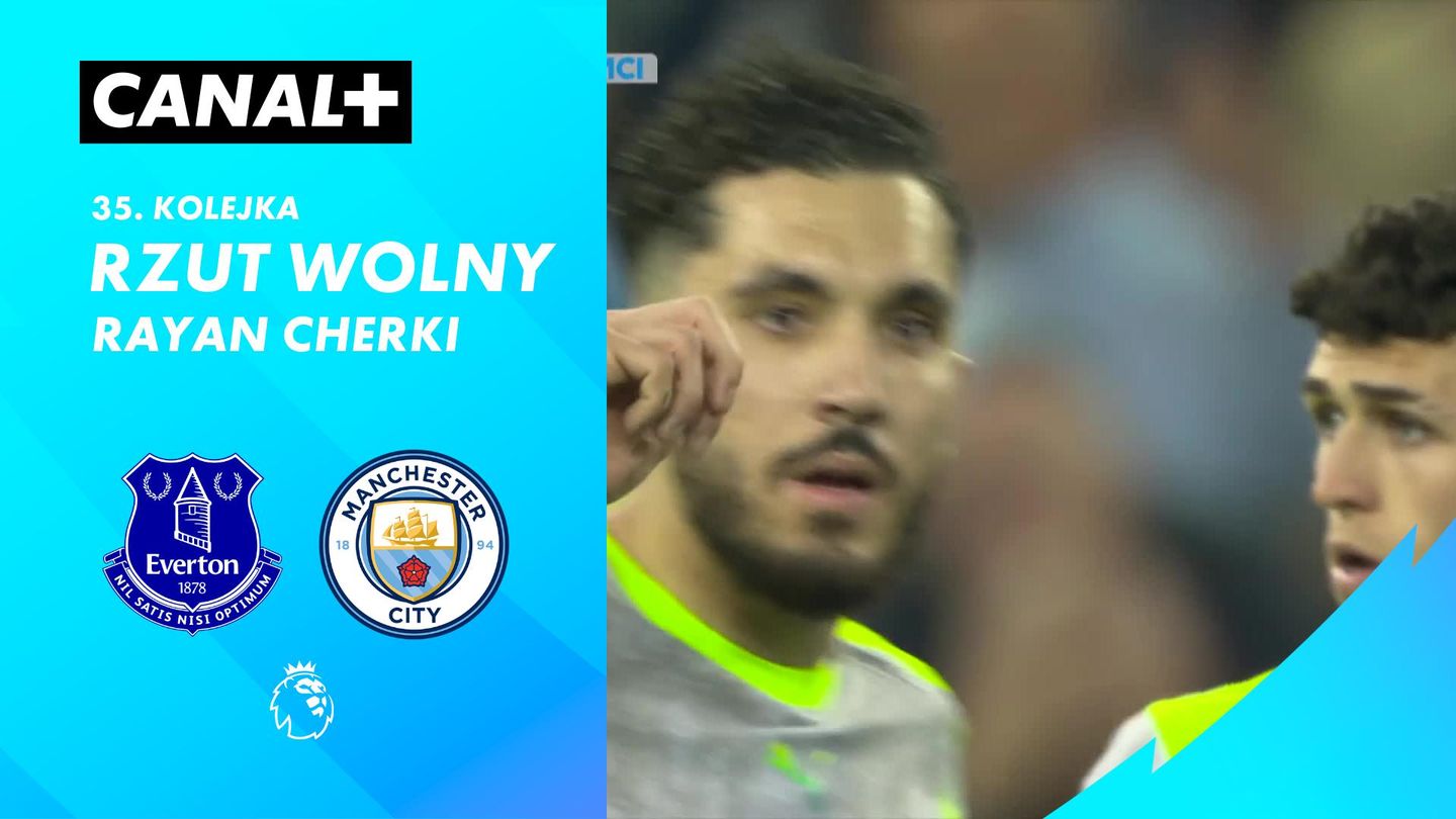 Rzut wolny Rayan Cherki przeciwko Everton (79')