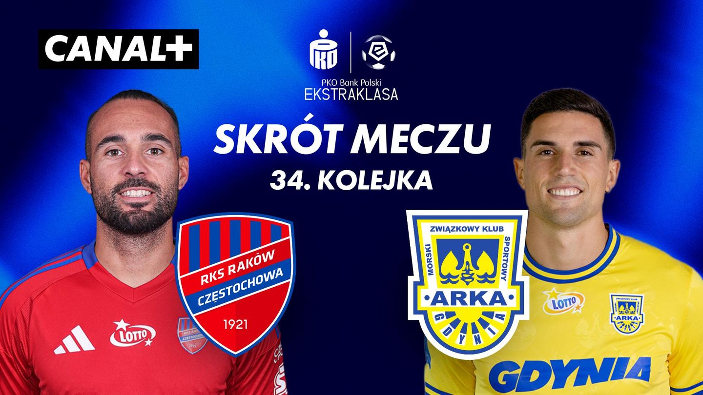 Skrót meczu Raków Częstochowa – MZKS Arka Gdynia