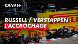 Dépassement musclé entre Russell et Verstappen