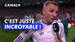 La réaction de Lucas Digne, vainqueur de la Ligue Europa 2026 avec Aston Villa