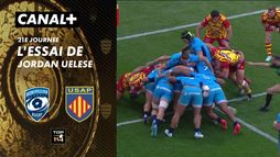 L'essai de Jordan Uelese contre Perpignan