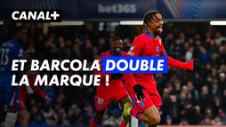 Belle frappe de Bradley Barcola qui trompe le gardien de Chelsea à la 14e minute
