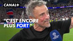 Ligue des champions - La joie de Luis Enrique avant la remise de la coupe