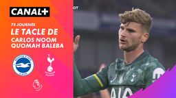 Le tacle de Carlos Noom Quomah Baleba contre Tottenham (22')