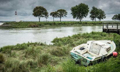 Un bateau dans la Baie de Somme.