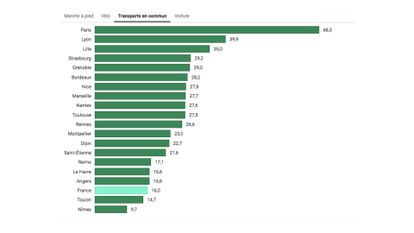 graphique sur l'utilisation des transports en commun en France